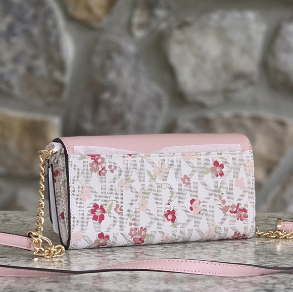 Michael Kors Jet Set Logo Floral Large Wallet Crossbody - Picture 2 of 6